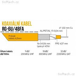 Koaxiální kabel RG-6U, 48FA 6,5 mm, duální stínění