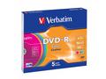 VERBATIM DVD-R 4,7GB, 16x, slim colour, 5pack