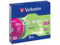 VERBATIM CD-RW(5-Pack)Slim, Colours, Hi Speed, 8x-