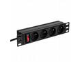 Netrack napájecí lišta 10" 1U, 230V, 16A, 4xE, ALU