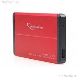 Gembird case pro 2.5" SATA disk - USB 3.0, červený