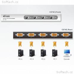 ATEN CS74E 4-Port PS2 KVM Switch, 4x Cables (1.2m,