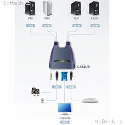 ATEN CS64US 4-Port USB KVM Switch, Speaker Support