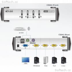 ATEN CS84U 4-Port PS2-USB KVM Switch, 4x Custom KV