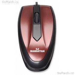 Manhattan MO1 optická mini myš, 1000dpi, USB, víno
