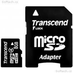 Transcend Micro SDHC karta 8GB Class 4 + Adaptér