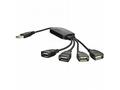 Akyga adaptér Hub USB 2.0 4-port, ABS, cerná, 15cm