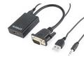 Gembird adaptér VGA (M) na HDMI (F) + 3.5 mm audio