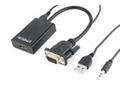 Gembird adaptér VGA (M) na HDMI (F) + 3.5 mm audio
