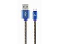 Gembird oplétaný denim USB-A, USB-C kabel 1m