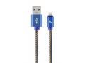 Gembird oplétaný denim USB-A, Lightning kabel 2m
