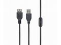 Kabel USB A-A 3m 2.0 prodl. HQ s ferrit. jádrem