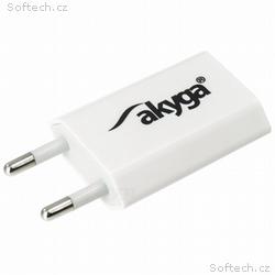 Akyga Síťová USB nabíječka 240V 1000mA 1xUSB bílá