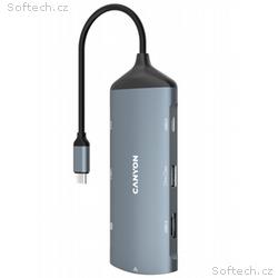 CANYON replikátor portů DS-15 8v1, 1xUSB-C PD 100W