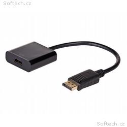 Akyga adaptér DisplayPort, HDMI, ABS, PVC, cerná