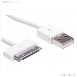 Akyga kabel USB-Apple 30-pin 1.0m, bílá