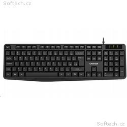 CANYON klasická USB klávesnice CZ, SK, omývatelná,