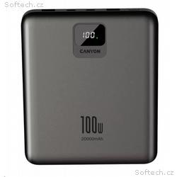 CANYON Power Bank PB-2008, 20000mAh, tmavě šedá