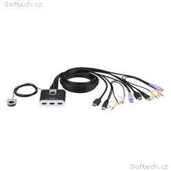 ATEN 2-port HDMI KVM USB2.0 mini, audio, 1.2m kabe