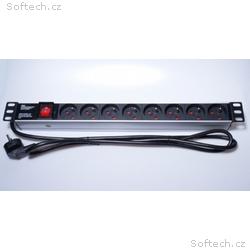 PremiumCord Panel napájecí 1U do 19" racku, 8x230V