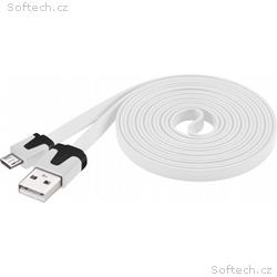 PremiumCord Kabel micro USB 2.0, A-B 2m, plochý PV