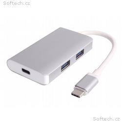 PremiumCord USB-C hub 2xUSB 3.0+PD charge