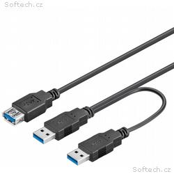 PremiumCord USB Y kabel A, Male + A, Male + A, Fem
