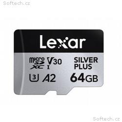 Lexar 64GB H-P Silver Plus microSDHC s adp C10 A2