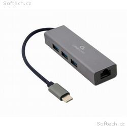 Gembird adaptér USB-C (M) na Gigabit LAN (F) + 3x 