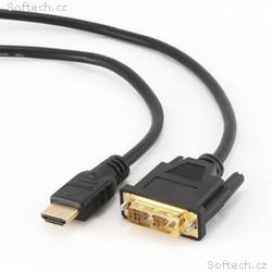 Gembird kábel HDMI (M) na DVI (M), pozlátené konek