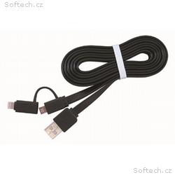 Gembird kabel 2v1 combo, Lightning 8-pin (M), micr