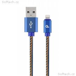 Gembird oplétaný denim USB-A, Lightning kabel 2m