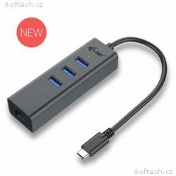 i-tec USB-C Metal 3-portovy HUB s Gigabit Ethernet