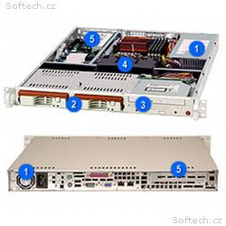 SUPERMICRO 1U chassis 2x 3,5" HS SAS, SATA, bez zd