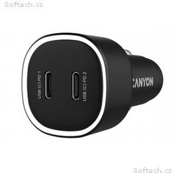 CANYON car charger OnDrive 60 PD 60W 2xUSB-C Black