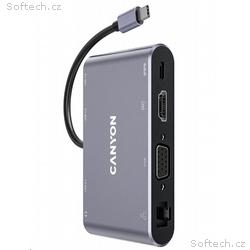 CANYON replikátor portů DS-14 8v1, 1xUSB-C PD 100W