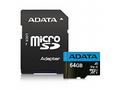 Adata, micro SDXC, 64GB, UHS-I U1, Class 10, + Ada