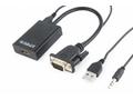 Gembird adaptér VGA (M) na HDMI (F) + 3.5 mm audio