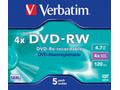 VERBATIM DVD-RW (4x, 4,7GB), 5ks, pack