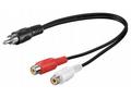 PremiumCord Kabel 1x CINCH male - 2x CINCH female 