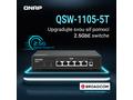 QNAP 2,5GbE switch QSW-1105-5T (5x 2,5GbE port, pa