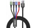 Baseus CA1T4-B01 Fast 4in1 Kabel Lightning, 2x USB