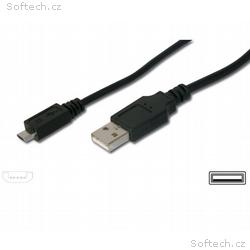 Kabel micro USB 2.0, A-B 0,75m, pro rychlé nabíjen
