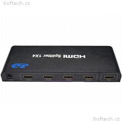 HDMI 1.4a splitter 1-4 portů kovový, 3D, FullHD