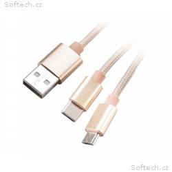 AKASA - 2 v 1 - USB 2.0 typ A na typ C a typ B