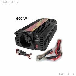 Měnič napětí Carspa CAR600U-242 24V, 230V+USB 600W