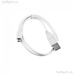 Kabel C-TECH USB 2.0 AM, Micro, 1m, bílý