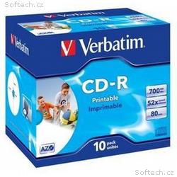 VERBATIM CD-R(10-Pack)Jewel, Printable, 52x, 700MB