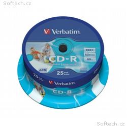 VERBATIM CD-R(25-Pack)Spindle, Printable, 52x, 700