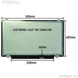 LCD PANEL 14,0" HD 1366x768 30PIN MATNÝ, ÚCHYTY NA